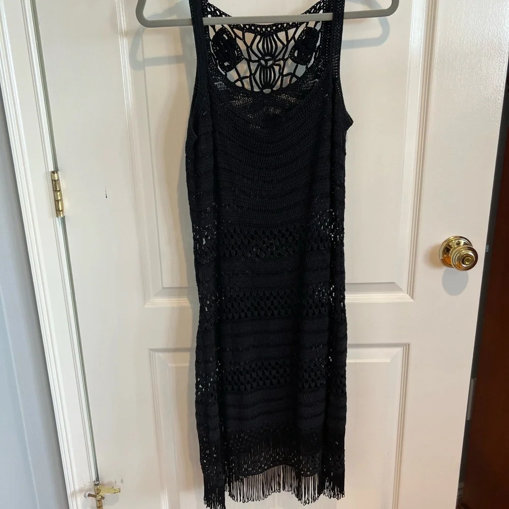 Karen Millen vintage black crochet dress with fringe - Picture 10 of 13